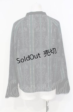 画像2: axes femme / オーナメントストライプ柄ブラウス  グリーン O-25-07-26-072-AX-BL-IG-OS