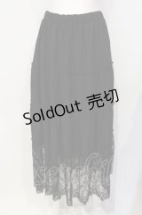 axes femme / 裾レースティアードスカート  クロ O-25-07-26-074-AX-SK-IG-OS