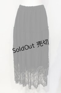 axes femme / 裾レースティアードスカート  クロ O-25-07-26-074-AX-SK-IG-OS