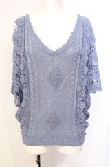 axes femme / ラメサマーニット  ブルー O-25-07-26-077-AX-TO-IG-OS