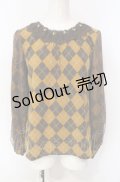 axes femme / アーガイルレース配色起毛カトソー  イエロー O-25-07-26-082-AX-TO-IG-OS
