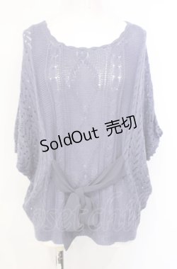 画像1: axes femme / シフォン切り替え鍵編みトップス  ブルー O-25-07-26-083-AX-TO-IG-OS