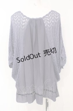 画像2: axes femme / シフォン切り替え鍵編みトップス  ブルー O-25-07-26-083-AX-TO-IG-OS