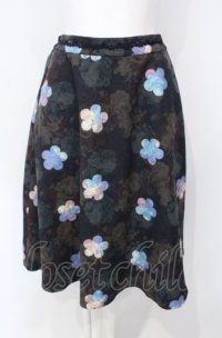 axes femme / 花柄起毛スカート ネイビー系 O-25-07-26-084-AX-SK-IG-ZT461