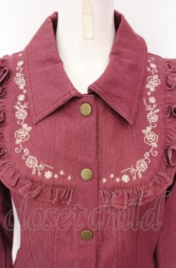 画像2: axes femme POETIQUE / ヨーク刺繍デニムジャケット M 濃ピンク系 O-25-07-26-089-AX-JA-IG-OS