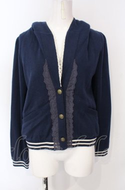 画像1: axes femme / ラインリブ使いパーカージャケット M ネイビー O-25-07-26-092-AX-TO-IG-OS