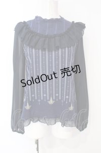 axes femme / レジメ柄フリルプルオーバー M ネイビー O-25-07-26-095-AX-TO-IG-ZT221