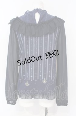 画像2: axes femme / レジメ柄フリルプルオーバー M ネイビー O-25-07-26-095-AX-TO-IG-ZT221