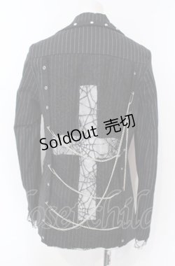 画像4: ACDC RAG / 蜘蛛の巣レース＆ピンストライプジャケット  ブラック O-25-07-26-096-PU-JA-IG-OS