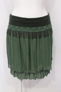 axes femme / レース配色プリーツスカート M グリーン O-25-07-26-101-AX-SK-IG-ZT204