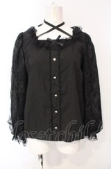 Lovely Tency / 眞白ありすコラボ/レーススリーブブラウス LL クロ O-25-07-26-104-LO-BL-IG-OS