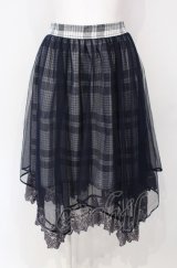 axes femme / チェック柄チュールスカート  ネイビー O-25-07-26-105-AX-SK-IG-OS