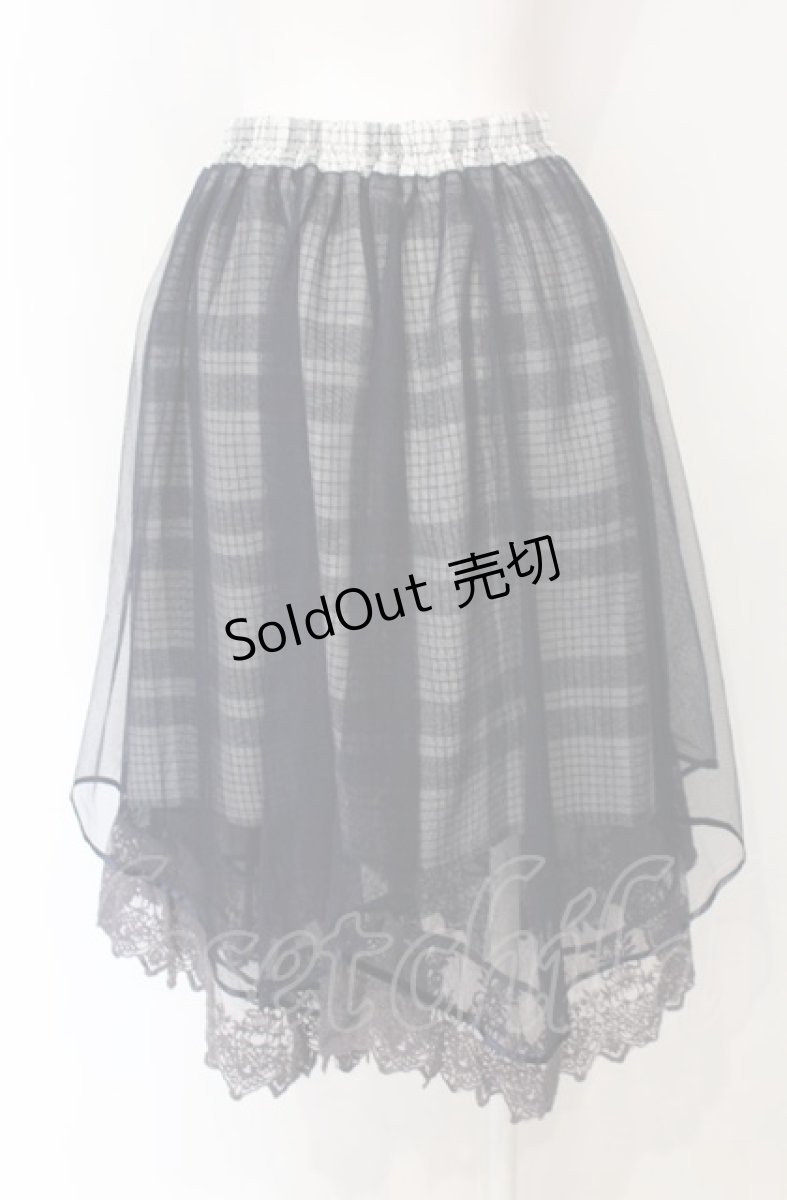 画像2: axes femme / チェック柄チュールスカート  ネイビー O-25-07-26-105-AX-SK-IG-ZT507 (2)