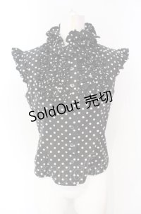 SEXY DYNAMITE LONDON / ドットノースリーブブラウス M ブラック×ホワイト O-25-07-26-106-PU-BL-OW-OS
