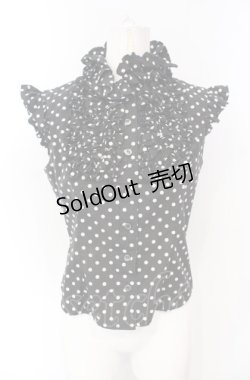 画像1: SEXY DYNAMITE LONDON / ドットノースリーブブラウス M ブラック×ホワイト O-25-07-26-106-PU-BL-OW-OS