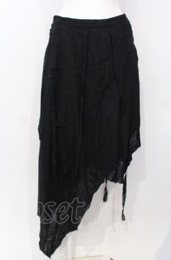 画像1: STIGMATA / ガーゼアシメフラップスカート S ブラック O-25-07-26-108-GO-SK-OW-OS