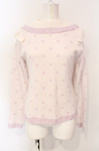 axes femme kawaii / ハートドットニットプル M キナリ O-25-07-26-111-AX-TO-OW-OS