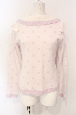 画像1: axes femme kawaii / ハートドットニットプル M キナリ O-25-07-26-111-AX-TO-OW-OS