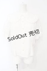 axes femme kawaii / 半袖丸襟コットンブラウス M シロ O-25-07-26-115-AX-BL-OW-OS