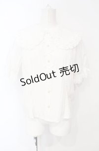 axes femme kawaii / 半袖丸襟コットンブラウス M シロ O-25-07-26-115-AX-BL-OW-OS