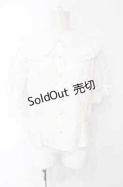 画像1: axes femme kawaii / 半袖丸襟コットンブラウス M シロ O-25-07-26-115-AX-BL-OW-OS