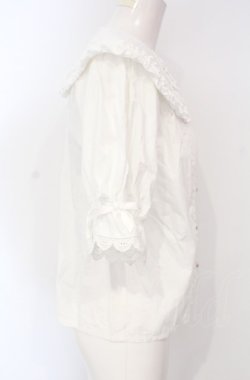 画像3: axes femme kawaii / 半袖丸襟コットンブラウス M シロ O-25-07-26-115-AX-BL-OW-OS