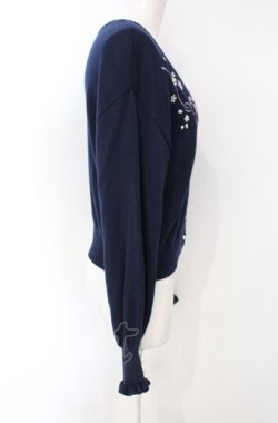 画像3: axes femme / SAKURA刺繍ショートカーディガン F ネイビー O-25-07-26-116-AX-TO-OW-OS