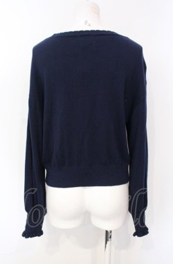 画像4: axes femme / SAKURA刺繍ショートカーディガン F ネイビー O-25-07-26-116-AX-TO-OW-OS