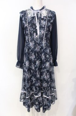 画像1: axes femme / フローラルレースワンピース M ネイビー O-25-07-26-117-AX-OP-OW-OS