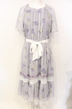 画像1: axes femme / 紫陽花シフォンワンピース M ラベンダー O-25-07-26-118-AX-OP-OW-OS