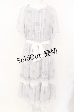 画像1: axes femme / 紫陽花シフォンワンピース M ラベンダー O-25-07-26-118-AX-OP-OW-OS