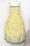 Jane Marple / Miss Daisyストラップドレス M イエロー×ブルー O-25-07-26-012-JM-OP-OW-OS