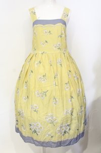 Jane Marple / Miss Daisyストラップドレス M イエロー×ブルー O-25-07-26-012-JM-OP-OW-OS