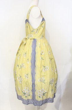 画像3: Jane Marple / Miss Daisyストラップドレス M イエロー×ブルー O-25-07-26-012-JM-OP-OW-OS