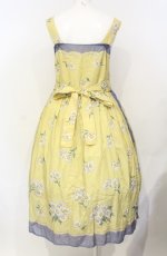 画像4: Jane Marple / Miss Daisyストラップドレス M イエロー×ブルー O-25-07-26-012-JM-OP-OW-ZT086 (4)