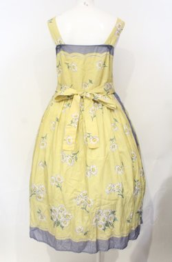 画像4: Jane Marple / Miss Daisyストラップドレス M イエロー×ブルー O-25-07-26-012-JM-OP-OW-OS
