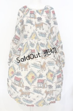 画像1: Jane Marple / Strolling catスモッグドレス M ベージュ系 O-25-07-26-018-JM-OP-OW-OS