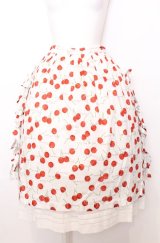 Jane Marple / Skipping cherries side ribbon skirt M シロ×アカ O-25-07-27-042-JM-SK-OW-OS