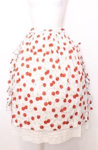 Jane Marple / Skipping cherries side ribbon skirt M シロ×アカ O-25-07-27-042-JM-SK-OW-ZT078