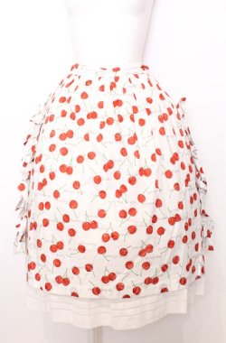 画像1: Jane Marple / Skipping cherries side ribbon skirt M シロ×アカ O-25-07-27-042-JM-SK-OW-OS