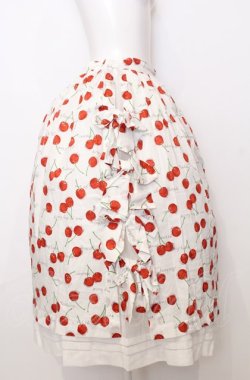 画像3: Jane Marple / Skipping cherries side ribbon skirt M シロ×アカ O-25-07-27-042-JM-SK-OW-OS