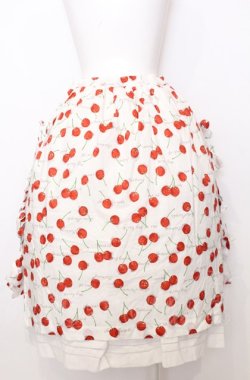 画像4: Jane Marple / Skipping cherries side ribbon skirt M シロ×アカ O-25-07-27-042-JM-SK-OW-OS