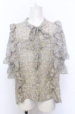 画像1: axes femme / 小花柄シフォンブラウス F ブルー系 O-25-07-27-007-AX-BL-OW-OS
