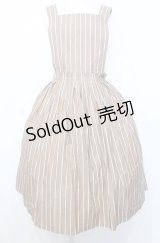 Jane Marple / Dormitory stripe apron dress M ベージュ O-25-07-27-055-JM-OP-OW-OS