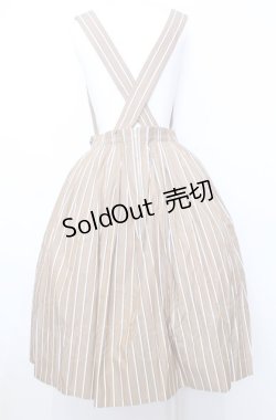 画像2: Jane Marple / Dormitory stripe apron dress M ベージュ O-25-07-27-055-JM-OP-OW-OS