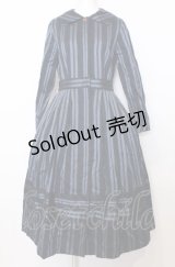 Jane Marple Dans Le Salon / レジメンタルストライプワンピース M ネイビー O-25-07-27-058-JM-OP-OW-OS