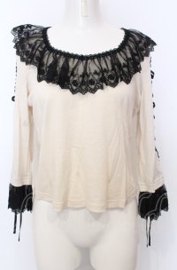 abilletage / レジェールカットソー  クリームブラック O-25-07-27-008-GO-TO-OW-OS