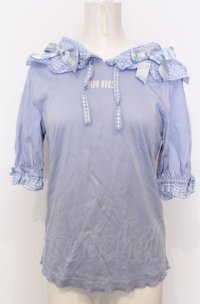 PINK HOUSE / ×misako aoki　ギンガムフードプルオーバー  サックス O-25-07-27-009-LO-TO-OW-ZI