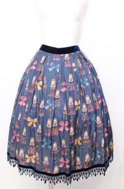 画像1: Jane Marple / Little tassel dollsタックレーススカート M ネイビー O-25-07-27-077-JM-SK-OW-OS
