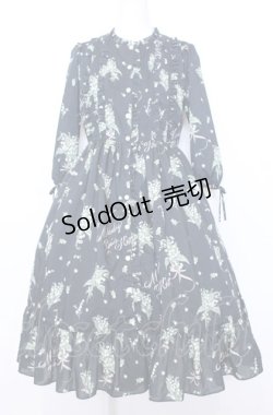 画像1: Melody BasKet / 谷間の姫百合ブラウスワンピース M ブラック O-25-07-27-083-LO-OP-OW-OS